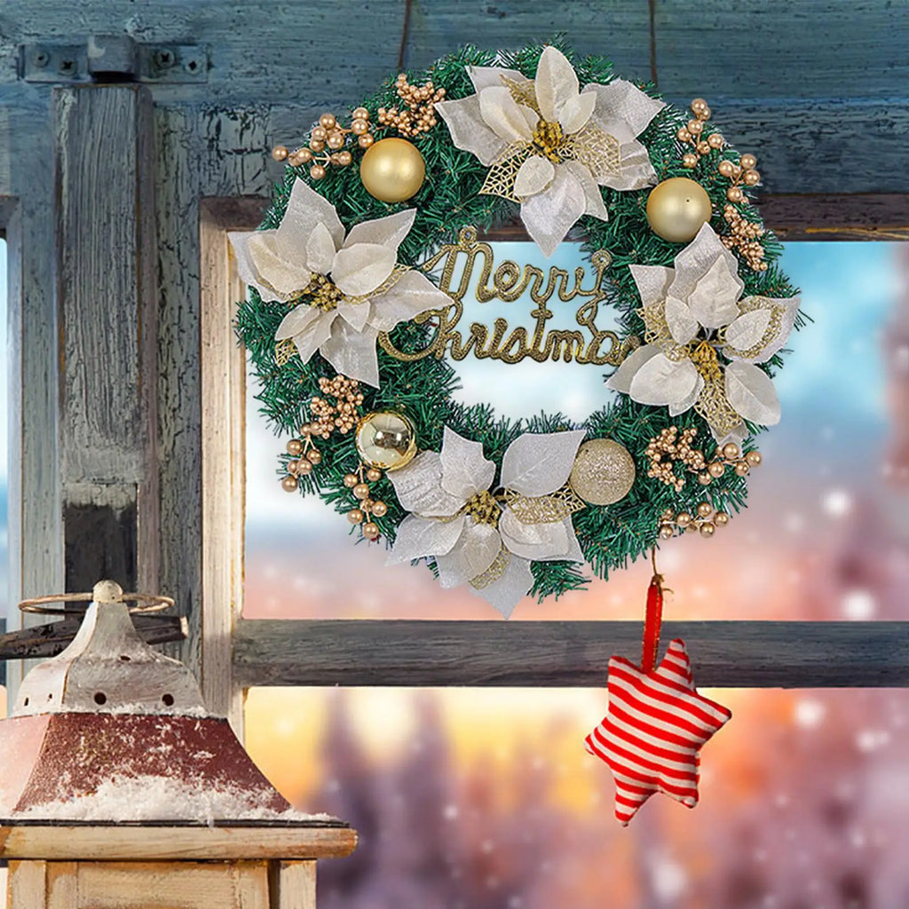 Christmas Wreath with Ball Ornaments – Artificial Front Door Decor