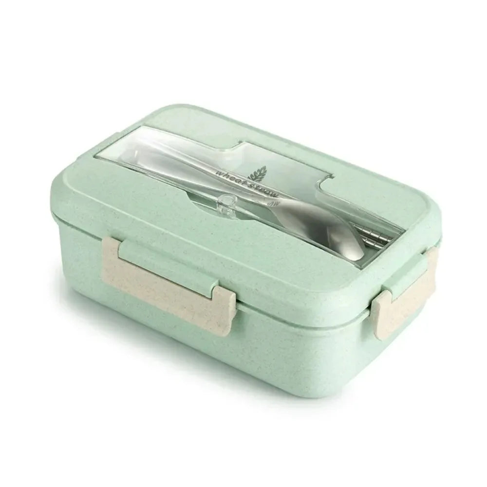 Wheat Straw Bento Lunch Box with Spoon & Chopsticks