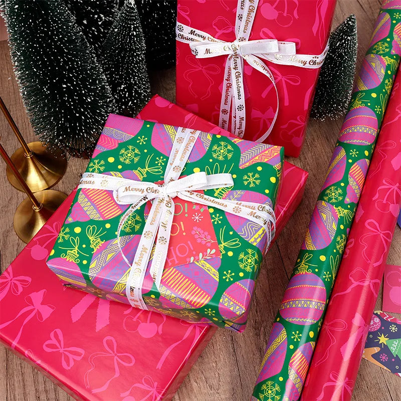 Christmas Kraft Wrapping Paper – Xmas Tree & Santa Design