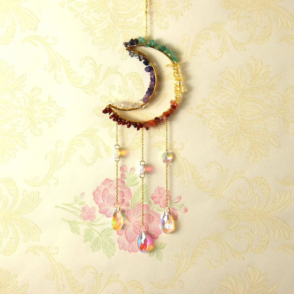 Moon Crystal Suncatcher – Rainbow Hanging Window Decor