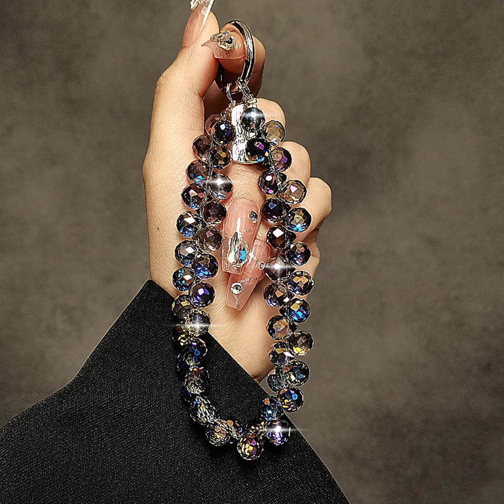 Crystal Rhinestone Bead Phone Wrist Strap Lanyard Keychain