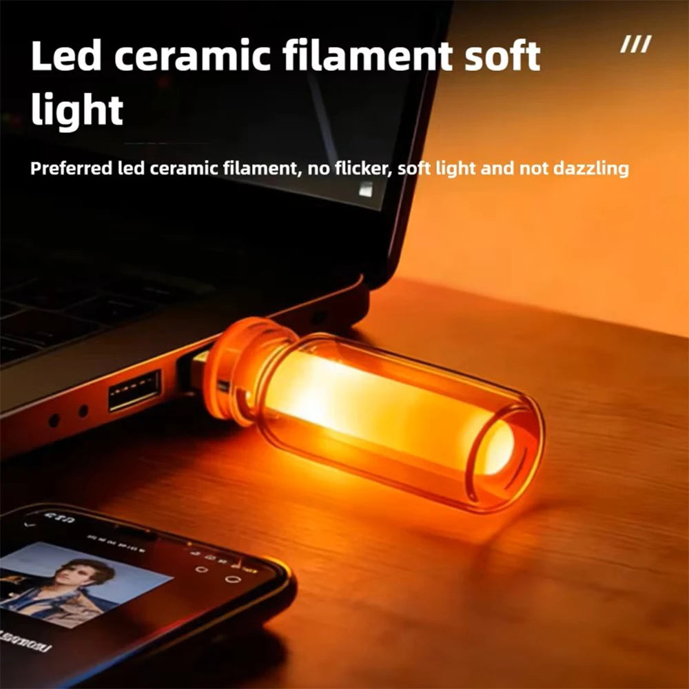 USB LED Flame Candle Ambient Light – Car & Home Décor