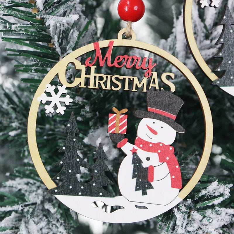 Christmas Wooden Hollow Pendant Ornaments – 2-Pack 11cm
