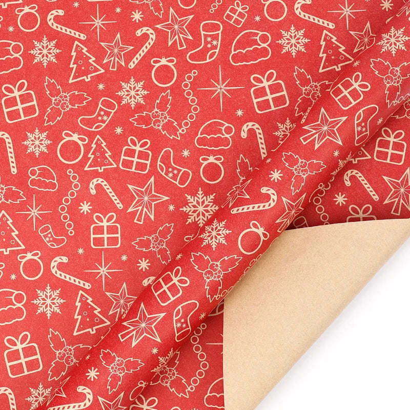 Christmas Kraft Gift Wrapping Paper Roll | Holiday & Birthday