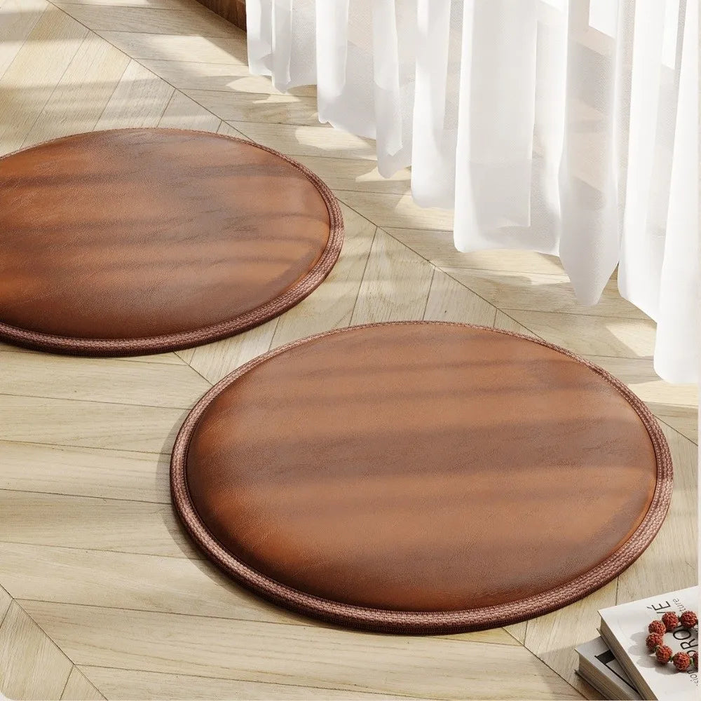 Round Leather Seat Cushion – Non-Slip Waterproof Zafu Pad