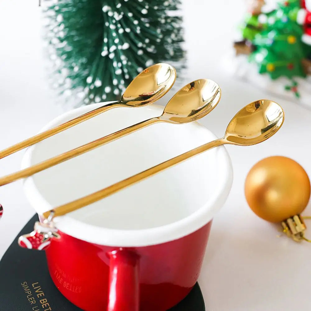 Christmas Coffee Spoon Set – Stainless Steel Holiday Pendants