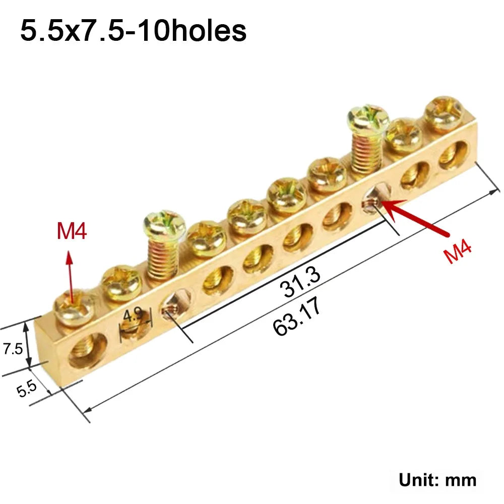 Copper Bus Bar Terminal Block – Brass Screw Wire Connector