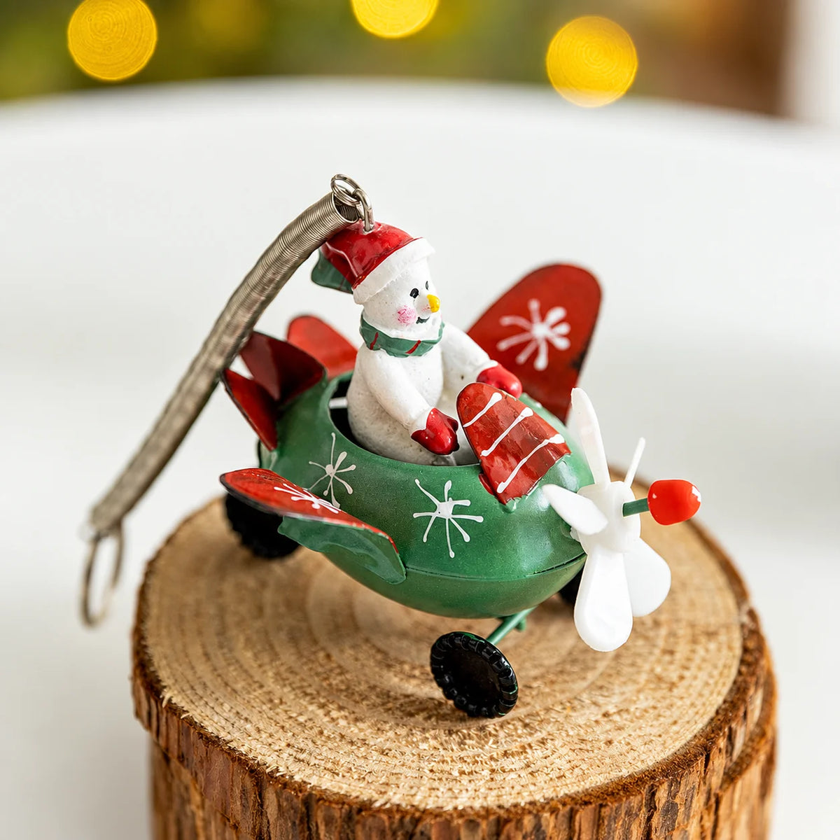 Metal Airplane Christmas Ornament – Santa, Snowman & Reindeer