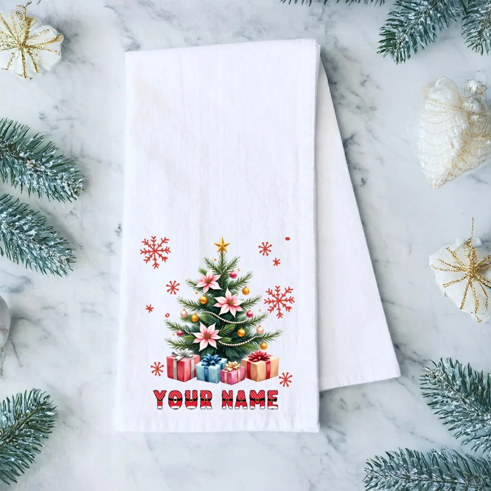 Personalized Christmas Tea Towel – Festive Holiday Kitchen Gift