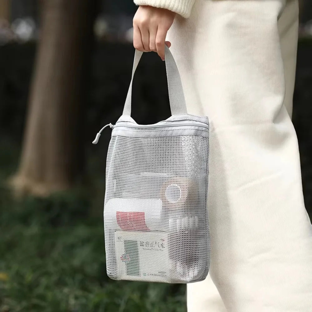 Hanging Mesh Toiletry Bag – Portable Travel Cosmetic Organizer