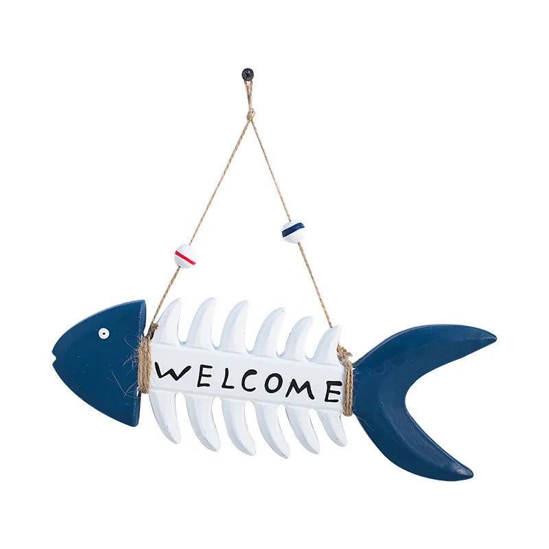 Nautical Fishbone Welcome Sign | Rustic Coastal Wall Decor