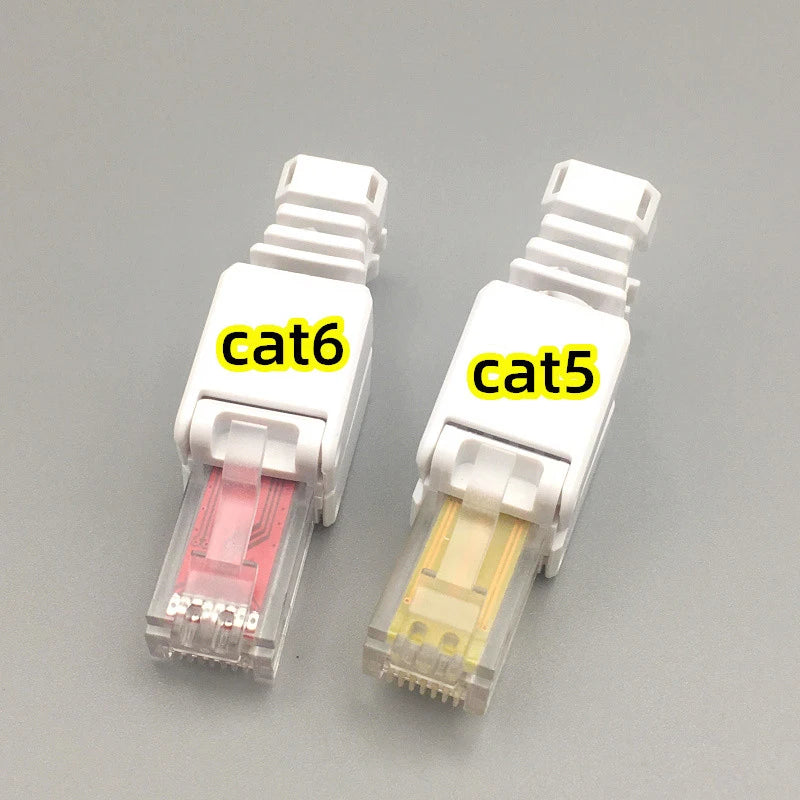 2-Pack RJ45 Toolless Cat5E Cat6 Connectors – Gold-Plated Reusable