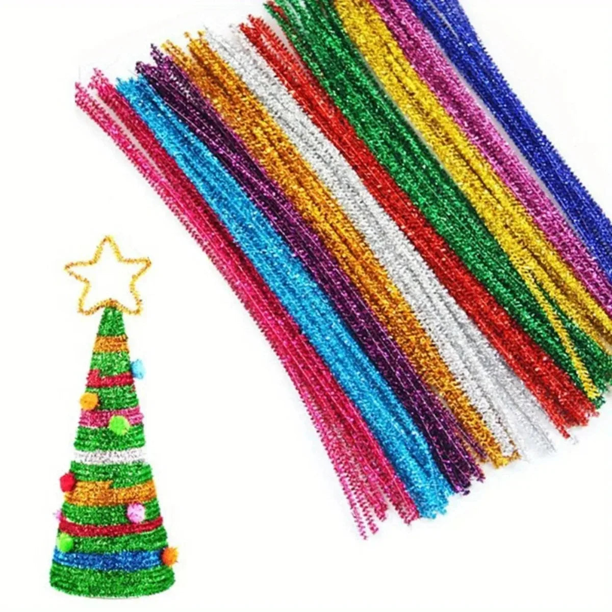 Sparkling Plush Pipe Cleaners 100-Pack | DIY Craft Wires