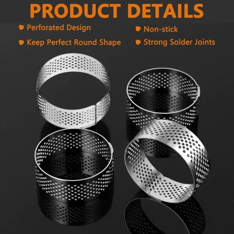Perforated Stainless Steel Round Tart Rings – Mousse & Dessert Molds