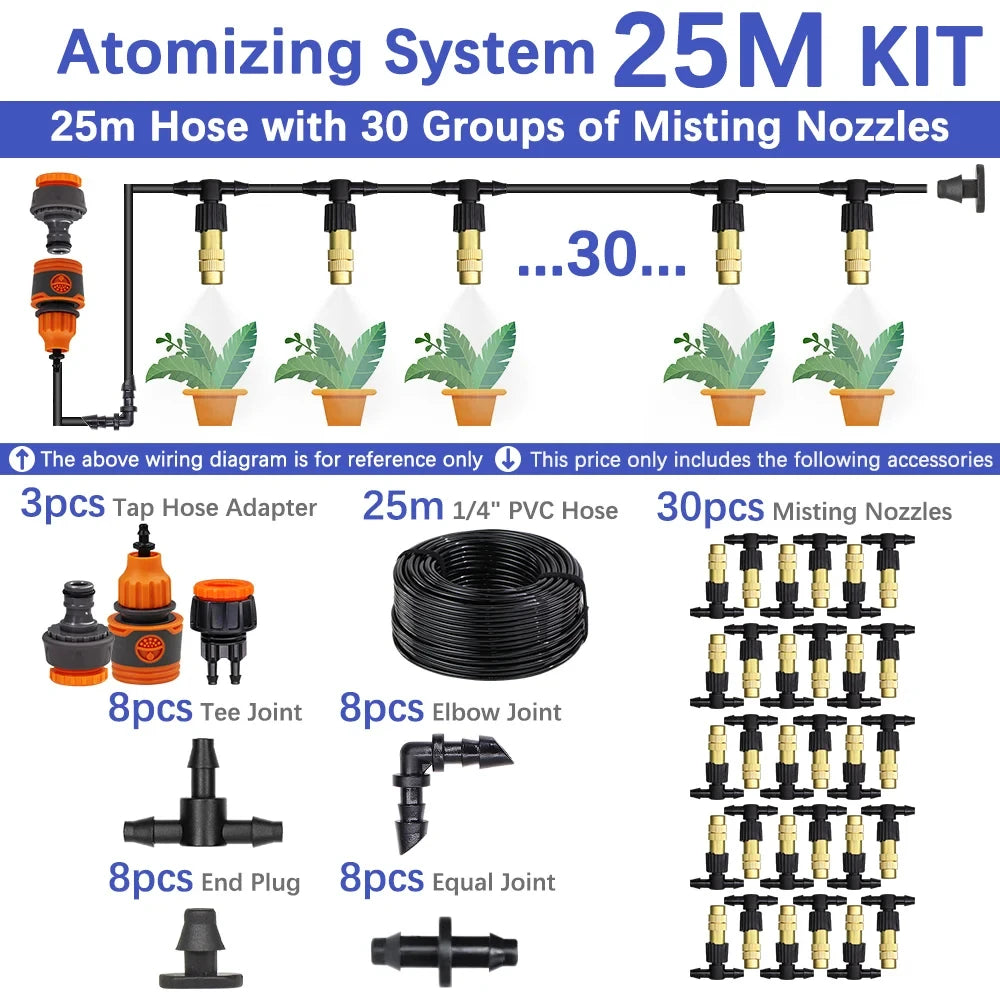 60W Self-Priming Pump Misting Cooling System | 1/4" Nozzle