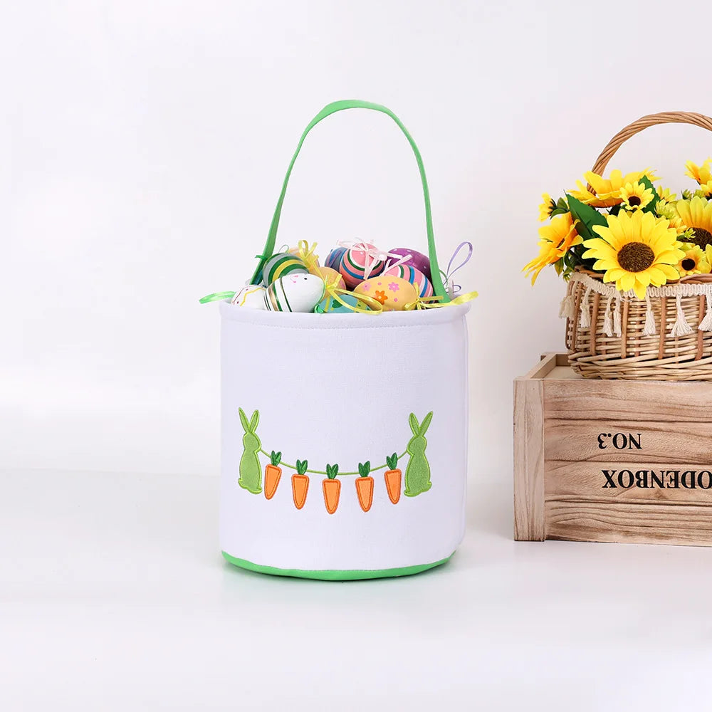 Easter Canvas Tote Bag – Bunny Egg Hunt & Candy Gift Basket