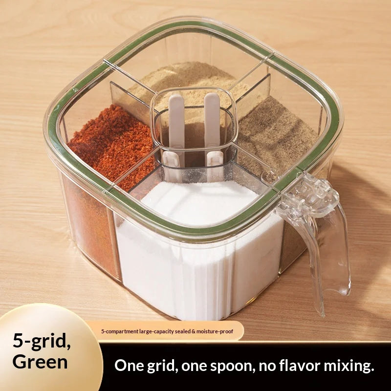 5-in-1 Multi-Grid Seasoning Box & Spice Storage Set