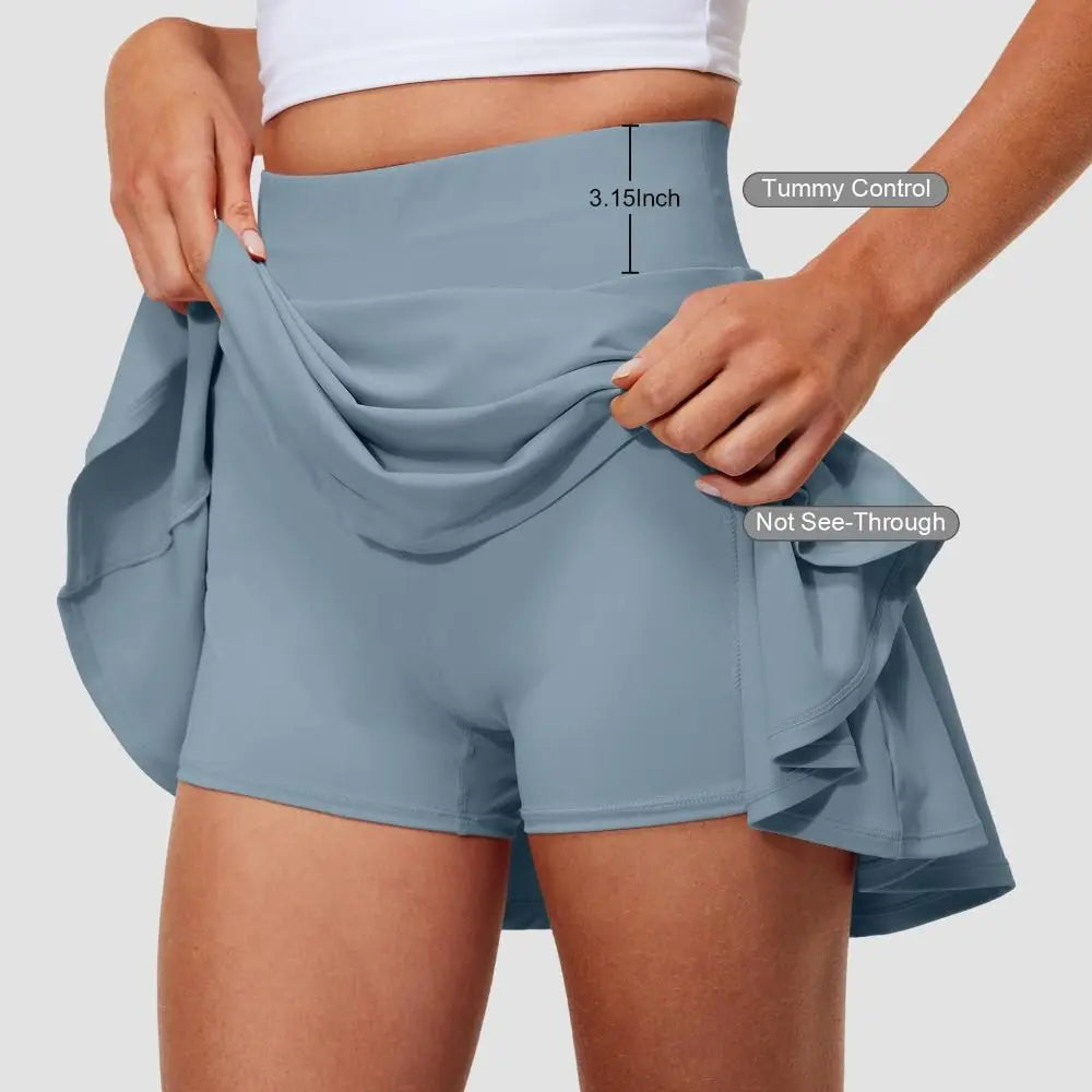 Women's Pleated Tennis Skirt – High Waist, Shorts & Pockets