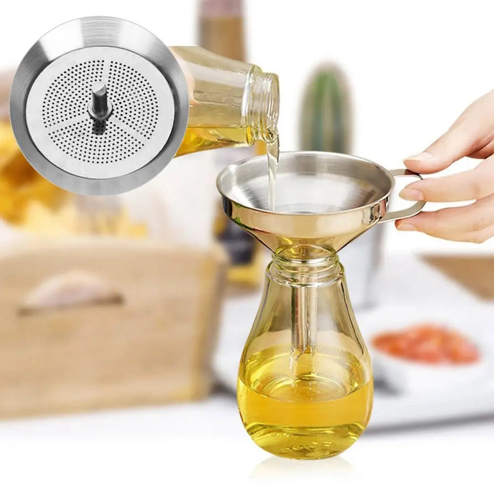 Stainless Steel Wide Mouth Funnel with Detachable Strainer
