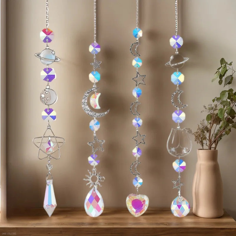 Crystal Sun Catcher Planet Galaxy Star Moon Pendant Decor