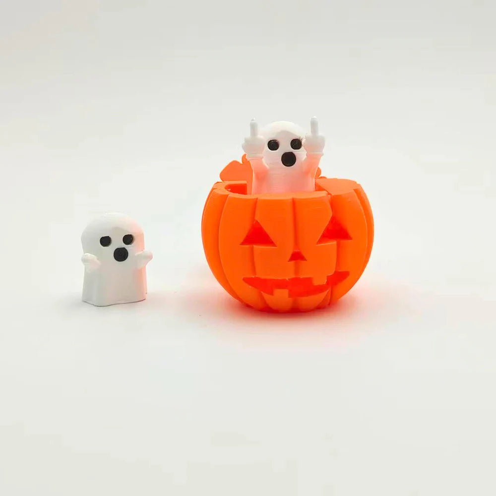 Halloween Pumpkin Ghost 3D Printed Figurine | Desktop Decor