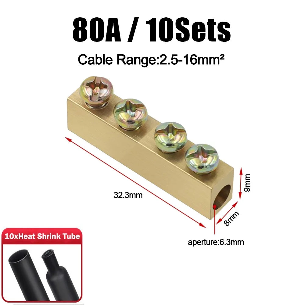 Brass Waterproof Terminal Block Set with Heat Shrink Tubing