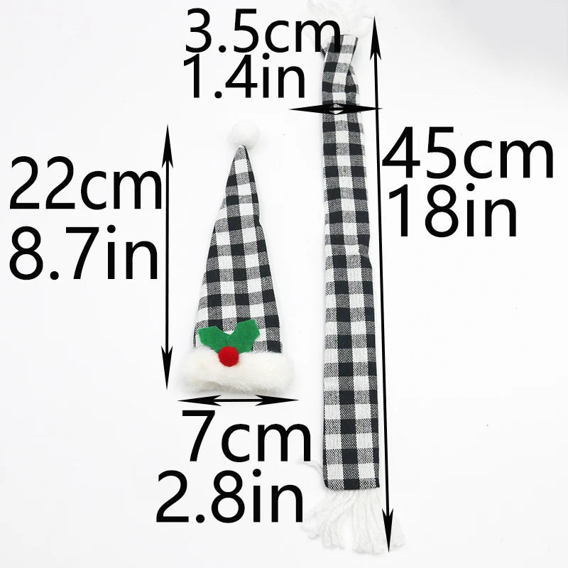Christmas Plaid Wine Bottle Cover – Mini Scarf & Hat Set