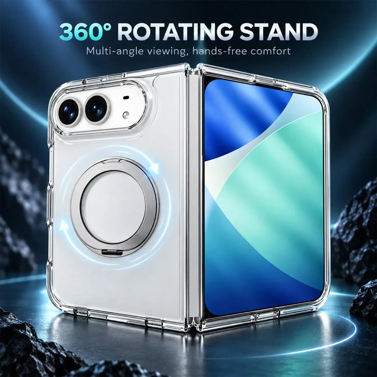 iPhone Duo Clear Magnetic Case with 360° Rotating Stand
