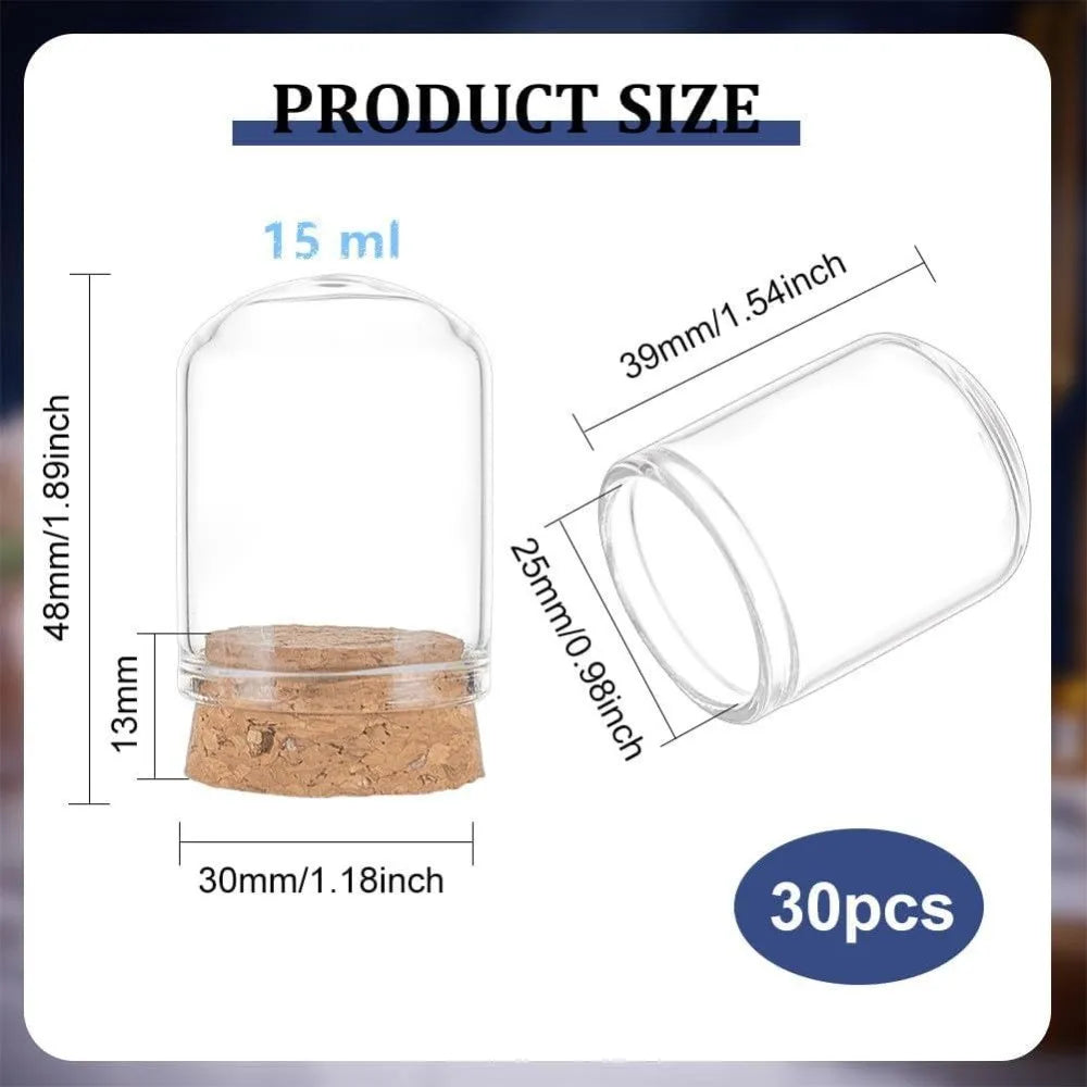 30-Pack 15ml Mini Glass Jars with Cork Stoppers | Craft & Party