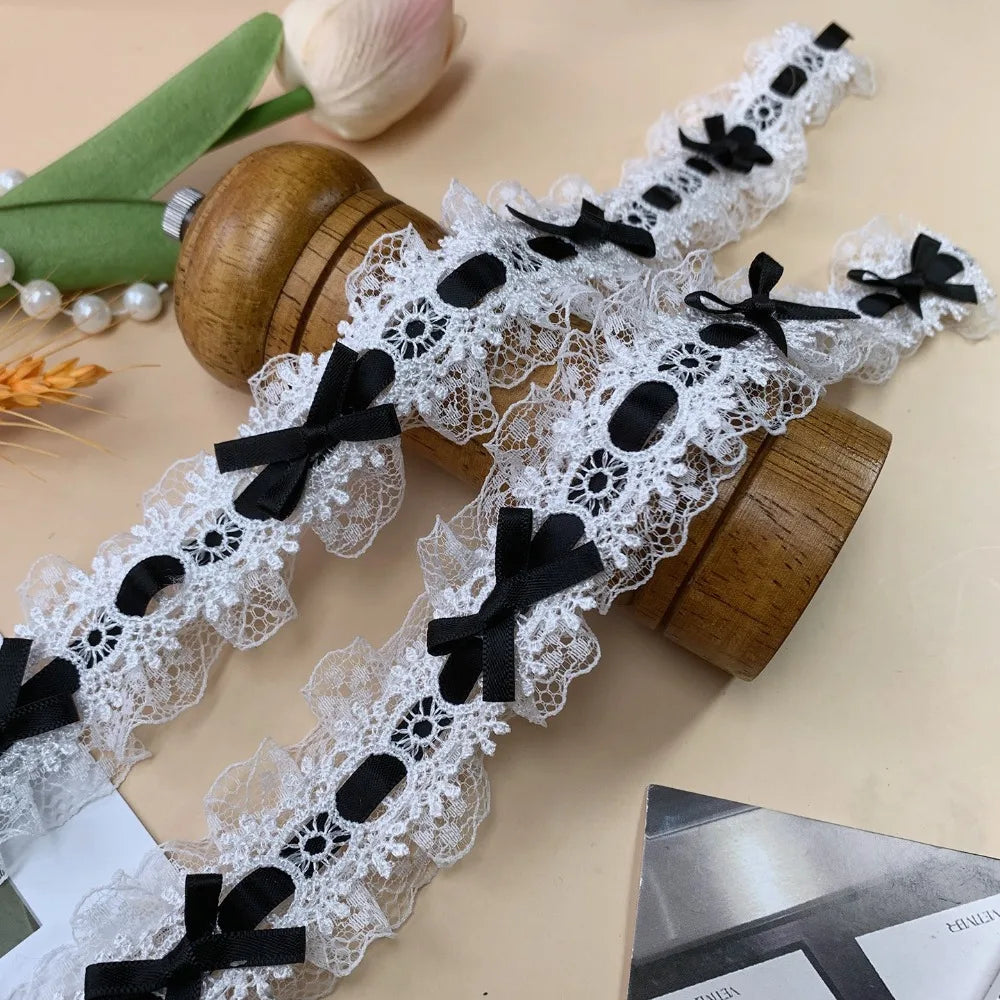 1 Yard Pleated Bow Lace Trim Ribbon – Sewing & Wedding Décor