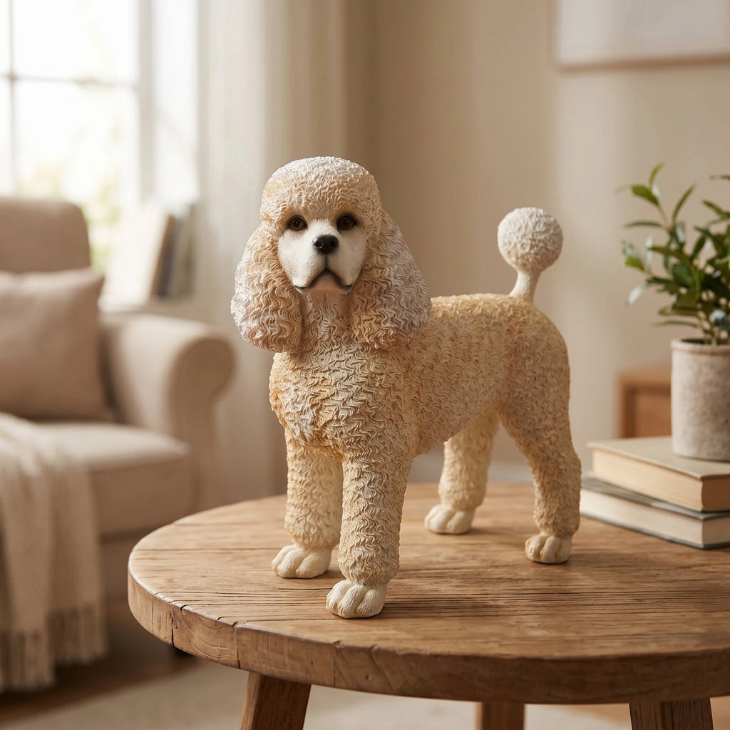 Resin Poodle Figurine – Whimsical Tabletop Dog Statue