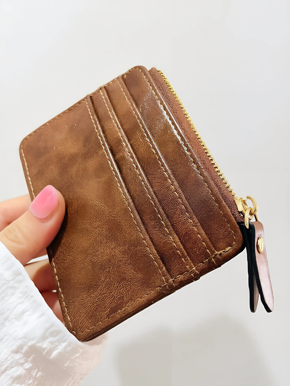 Women's Compact Folding Wallet – Multi-Card Slot Zipper Purse