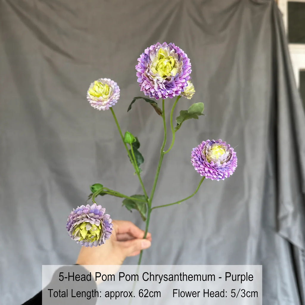 Artificial Silk Chrysanthemum Stem | 5-Head Faux Flower Decor