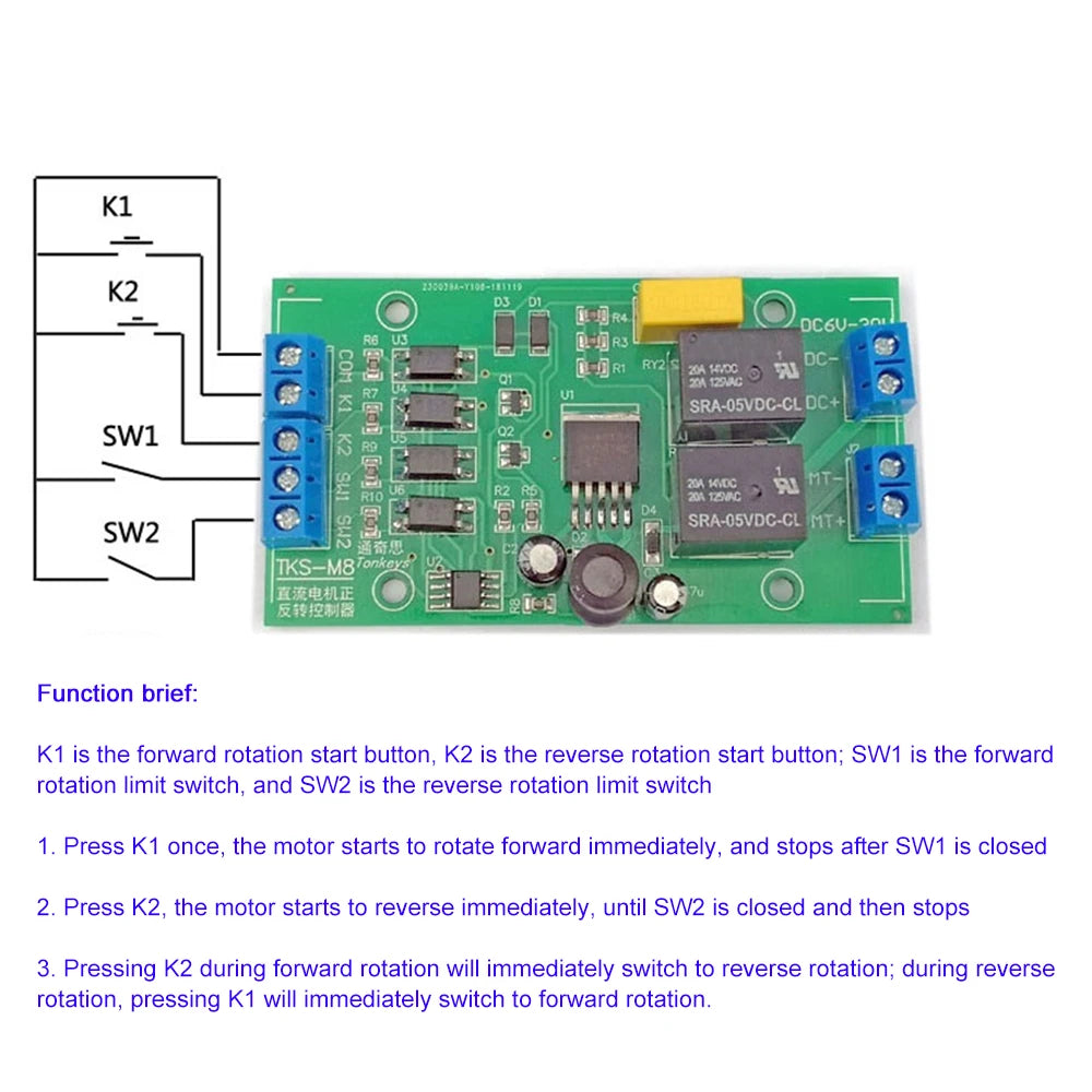 DC Motor Forward/Reverse Controller 4V–40V 20A Wide Voltage Module