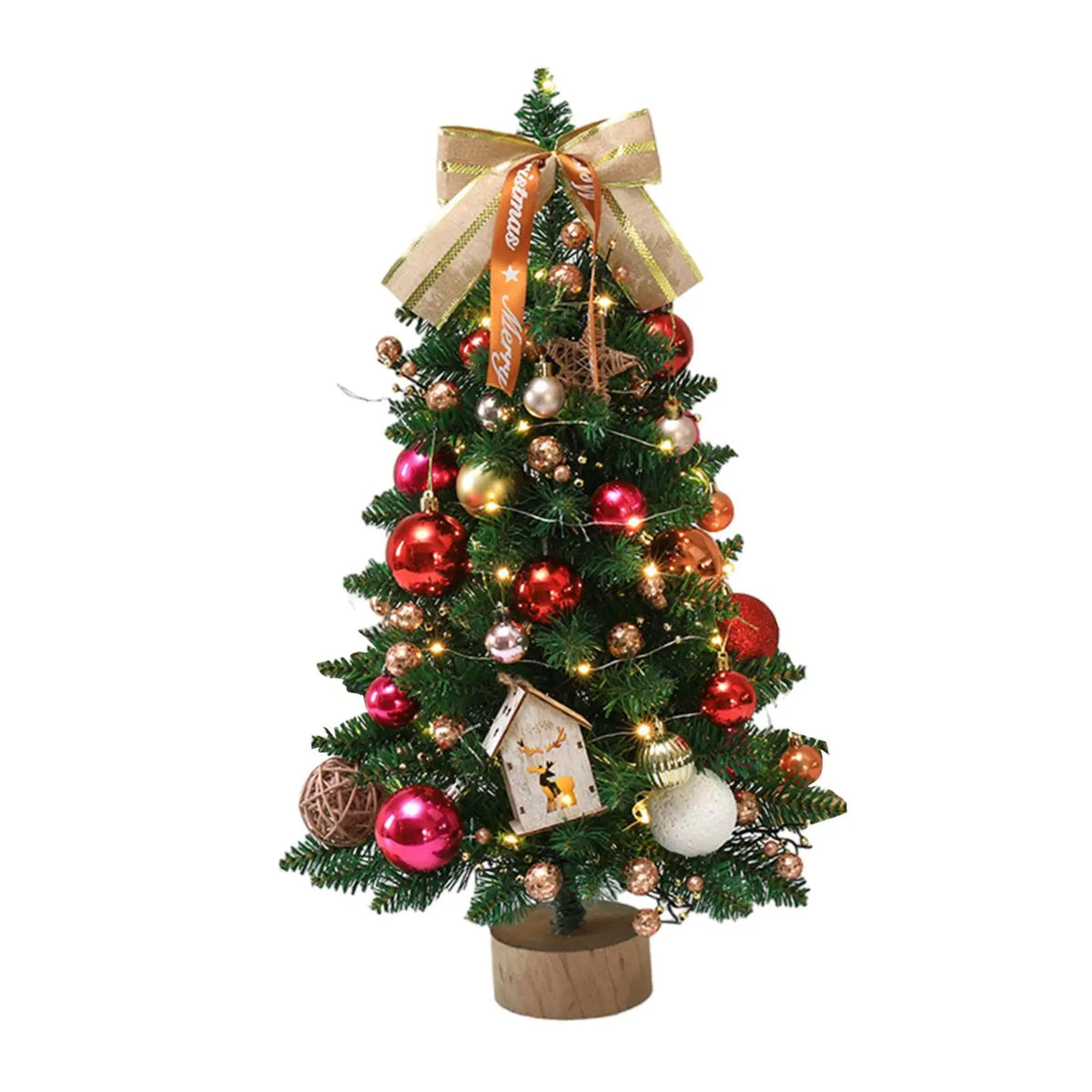 Kesoto Mini Tabletop Christmas Tree with LED Lights & Ornaments
