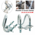 Galvanized Double U Cross Clamp M8 | Pipe Tube Clip 20–50mm