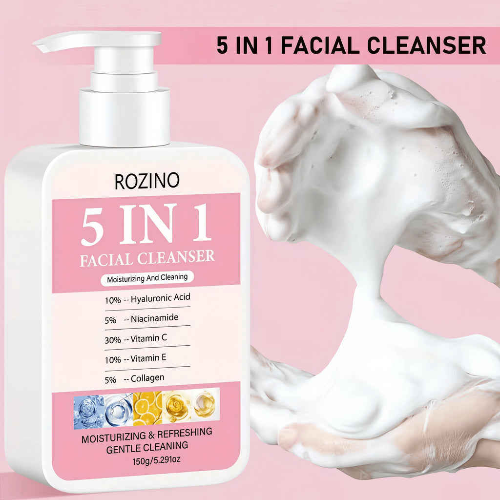 ROZINO 5-in-1 Facial Cleanser 150g – Hyaluronic Acid & Niacinamide
