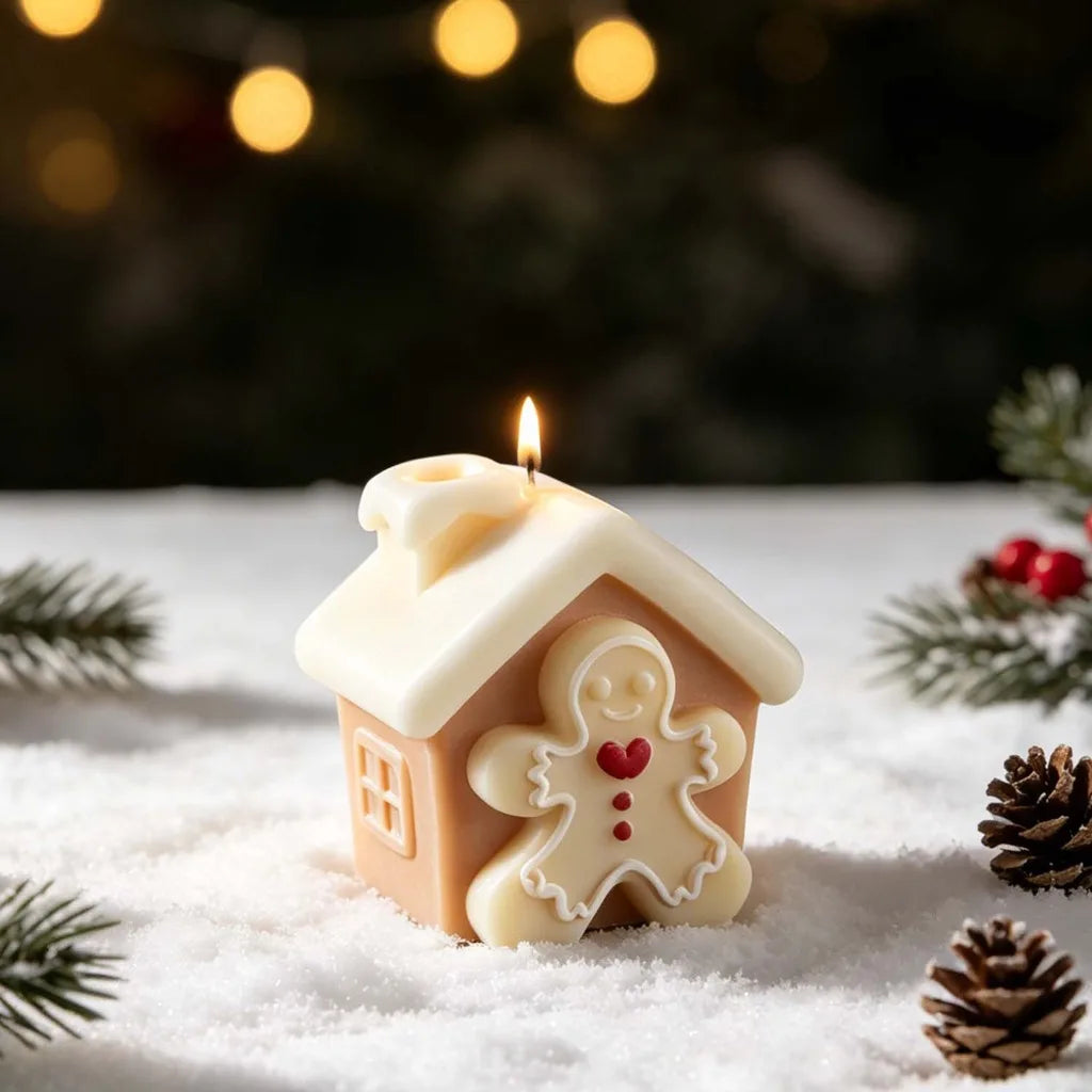 3D Gingerbread House Silicone Mold – Christmas Candle Craft