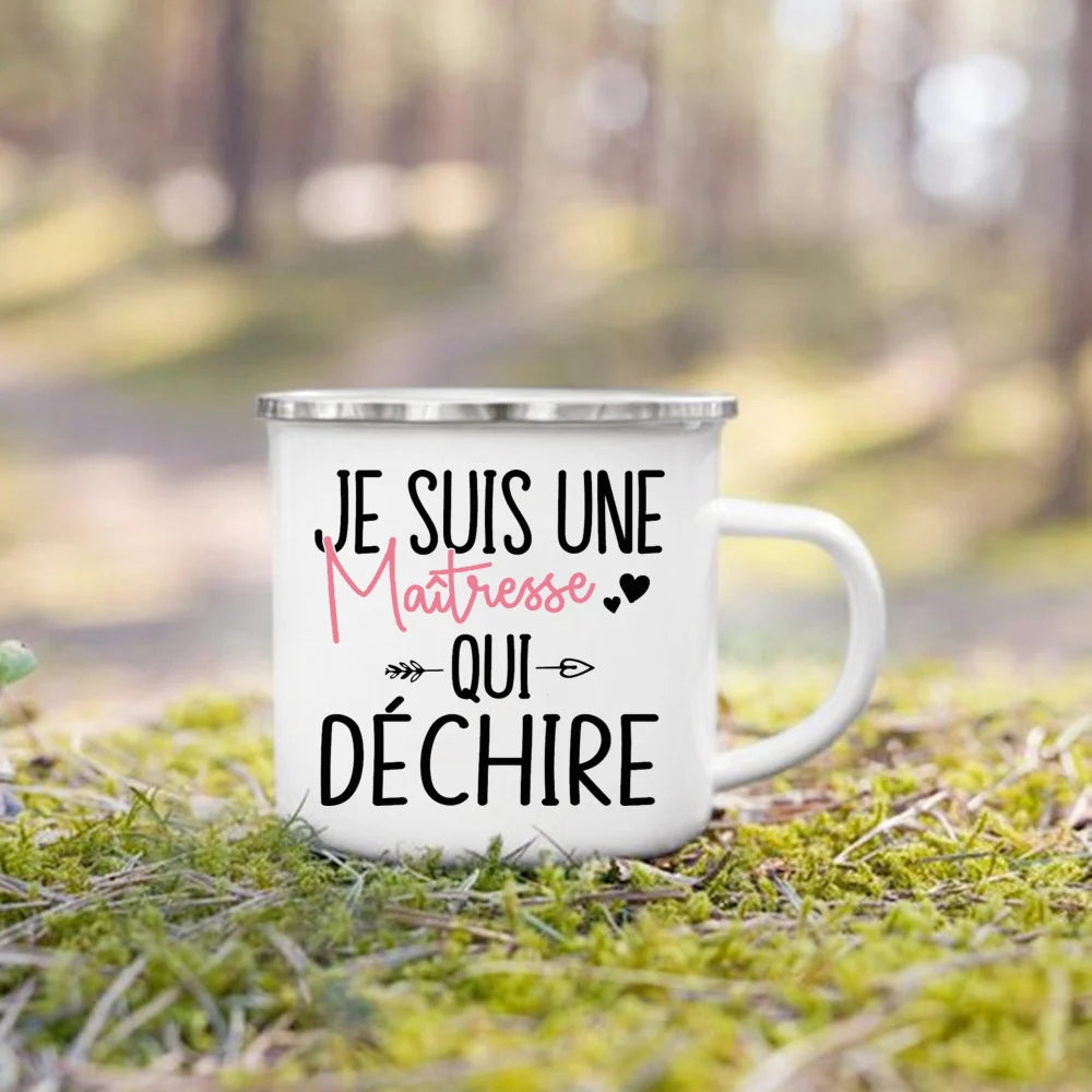 Merci Super Maîtresse Enamel Mug | Best Teacher Gift Cup