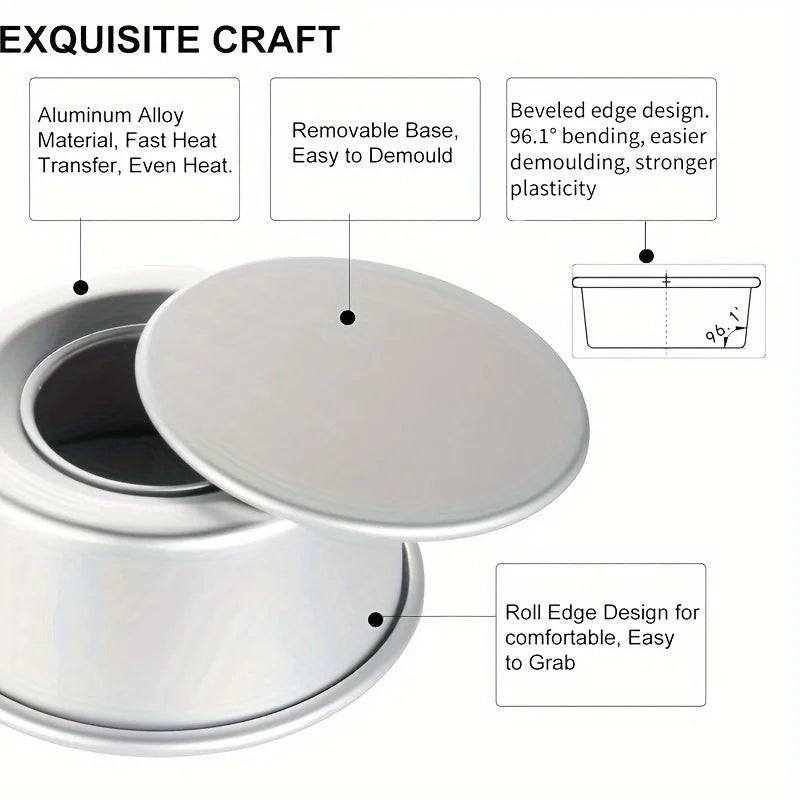 Round Cake Pan Set 4/6/8/10 Inch Hard Anodized Nonstick