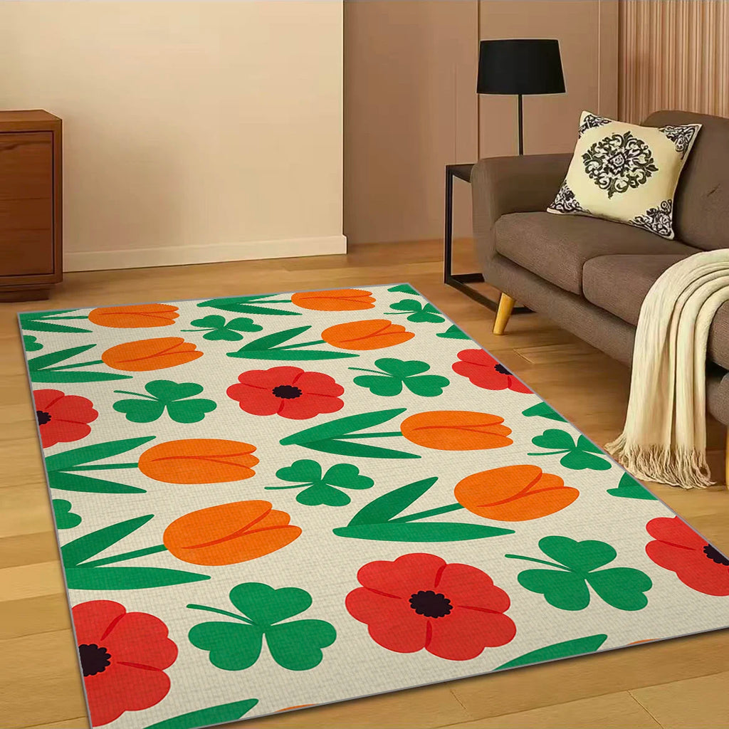 RAKKS Floral Tulip Non-Slip Washable Rug | Indoor Floor Mat