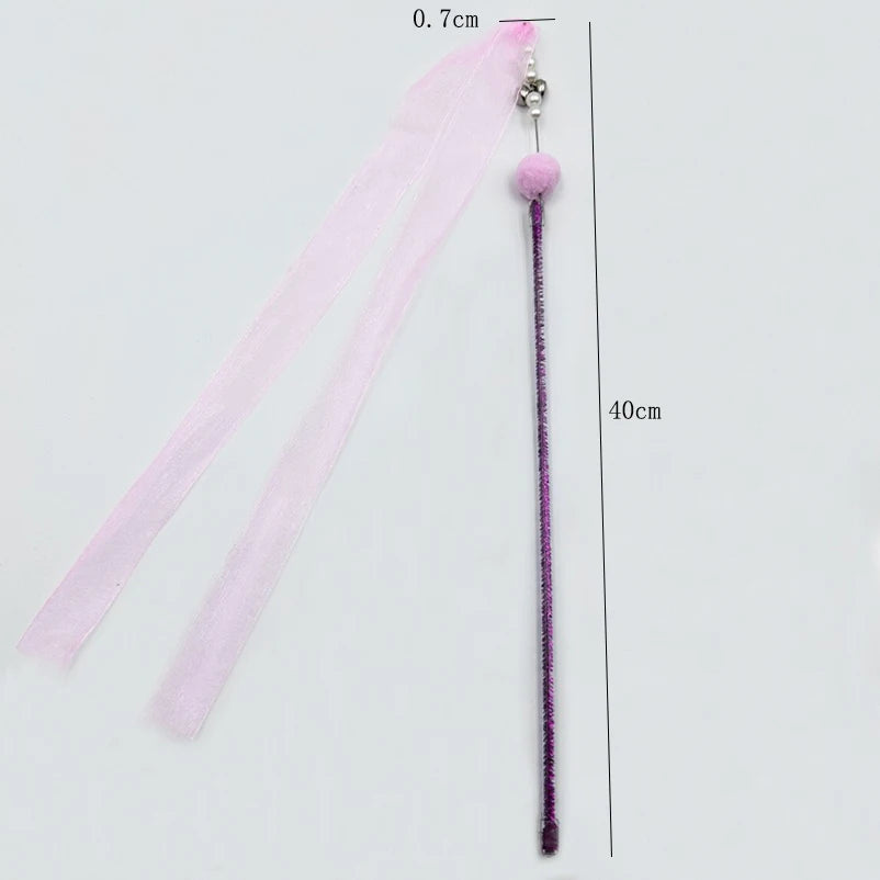 Feather & Bell Cat Wand Toy – Handheld Tickle Wand