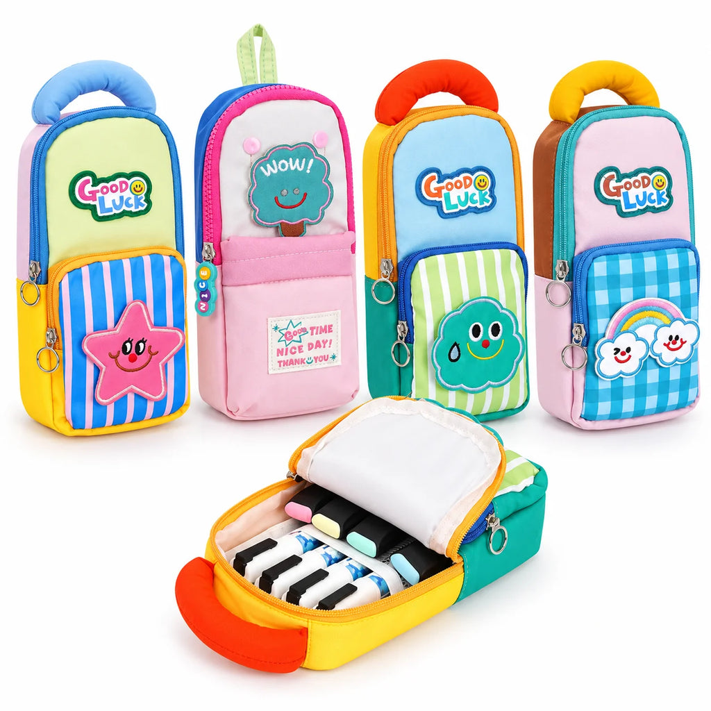 Cute Star Backpack Pencil Case – Large Capacity Kids Pouch