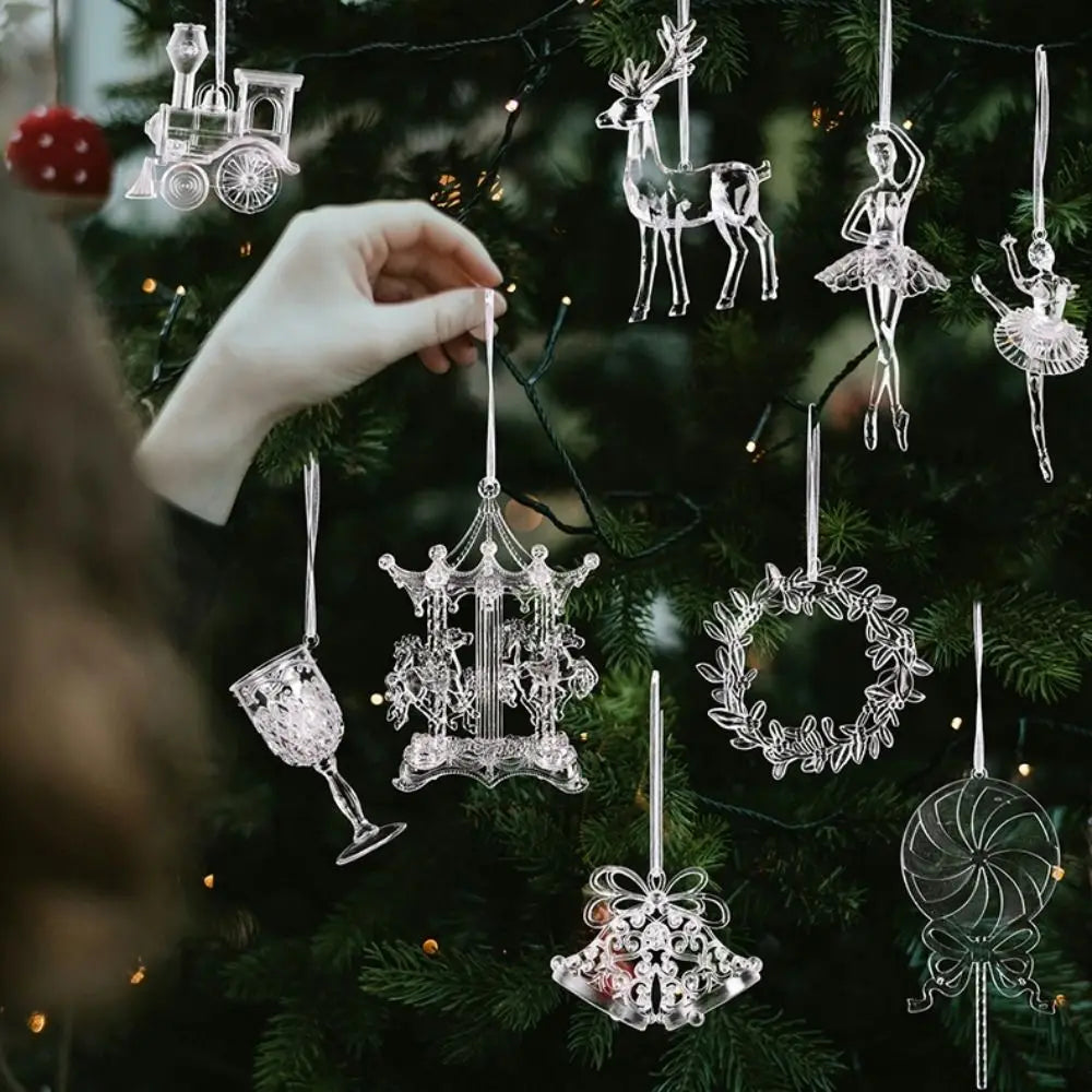 Acrylic Crystal Christmas Hanging Ornaments – Angel & Elk Pendants