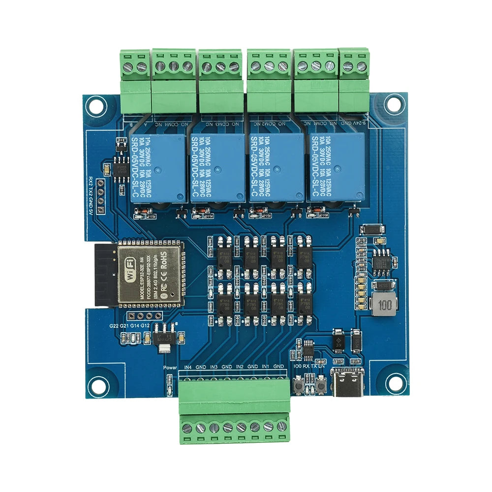 ESP32 Wi-Fi Bluetooth Relay Module 4/8-CH RS485 Modbus Type-C
