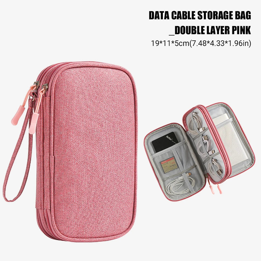Waterproof Travel Cable Organizer Bag | Double Layer Carry Case