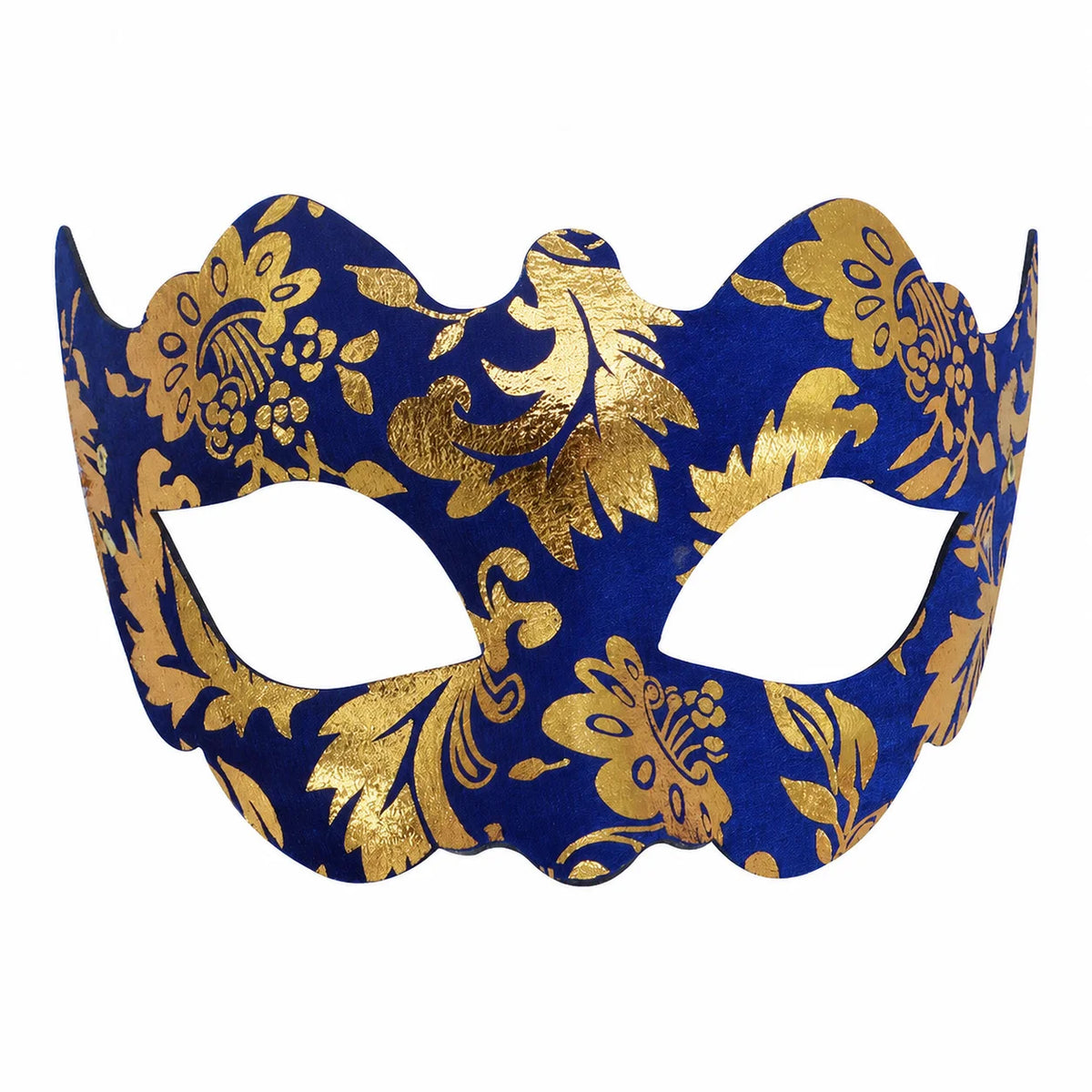 Flocked Gold Foil Half Face Jazz Masquerade Mask – Adults