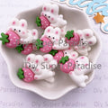 12PCS Resin Strawberry Rabbit Flatback Figurines for DIY Crafts
