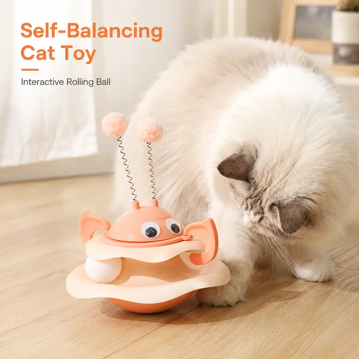 Interactive Cat Tumbler Toy – Spring Pom Pom & Ball Track