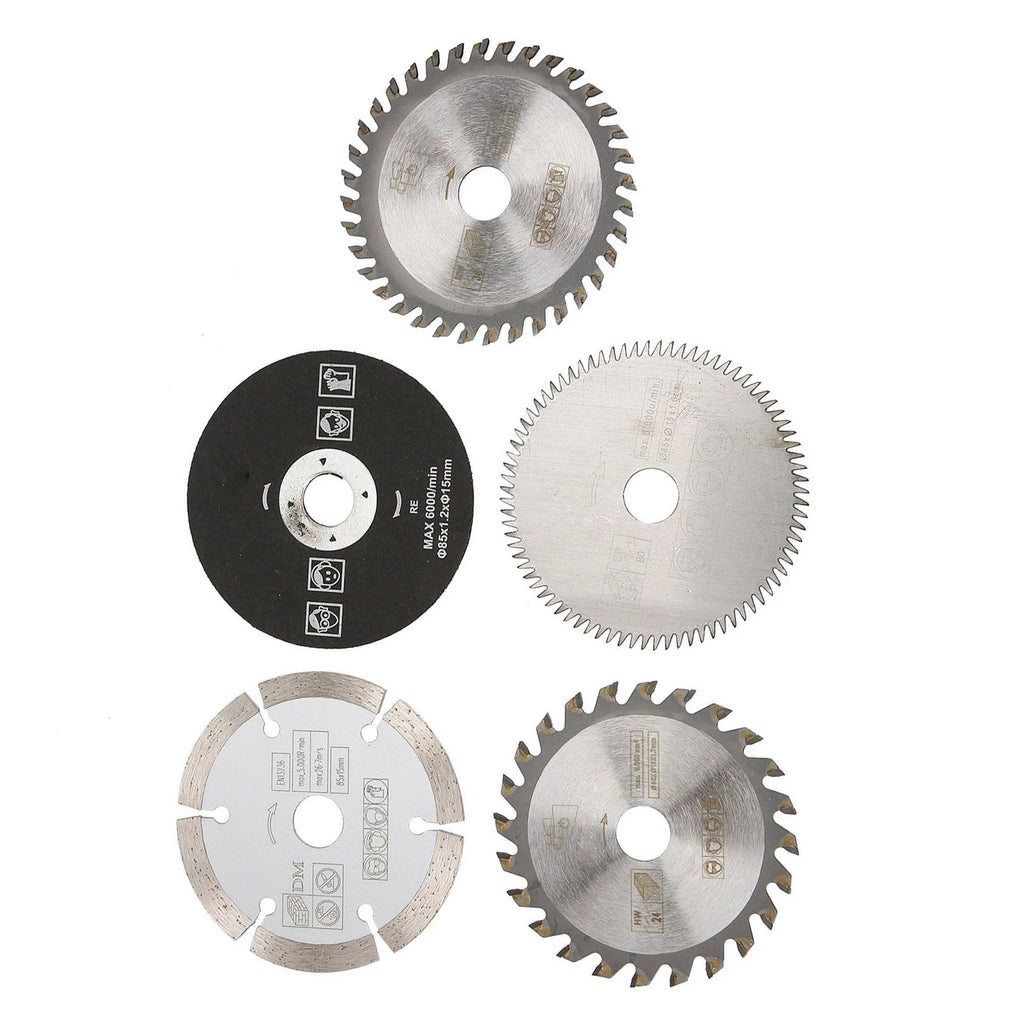 85mm Carbide Circular Saw Blade Set – 5-Pack, 15mm Bore